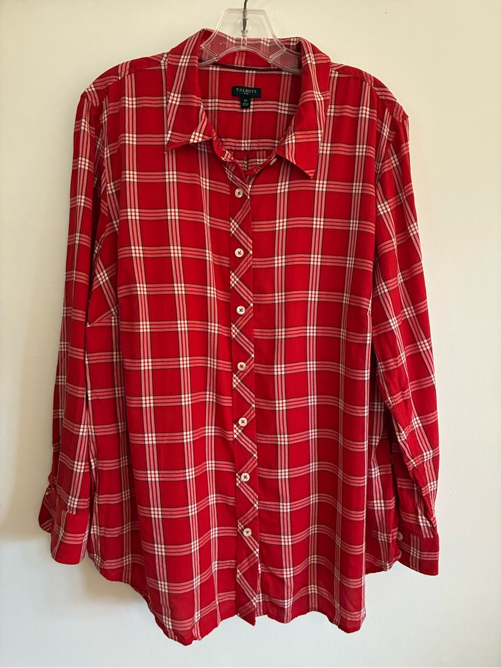 Talbots Red Plaid Button-Down Shirt, sz 2X